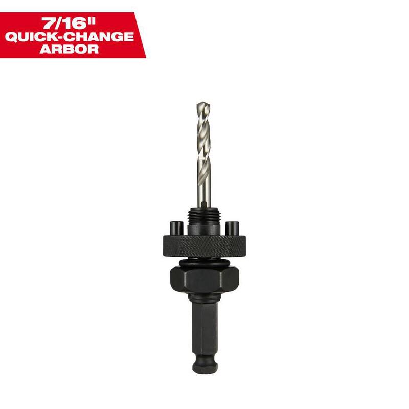 Adaptador para sierra de perforación de agujeros grandes con cambio rápido de 7/16 pulg. de Milwaukee con broca piloto - 49-56-9100E
