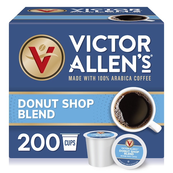 Victor Allen Victor Allen's Coffee Donut Shop Blend, Medium Roast, 200 Count, Single Serve Coffee Pods for Keurig K-Cup Brewers - FG014637RV