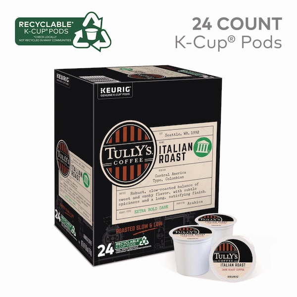 Tullys Coffee Italian Roast Coffee K-Cups, PK24 PK - 193019