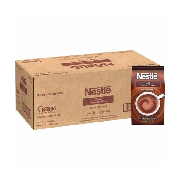 Nestle Hot Cocoa Mix, Dark Chocolate, Bulk, 1.75 lb, Brown, 12 PK - NES45960