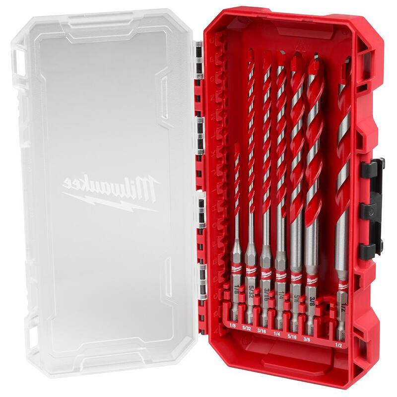 Juego de brocas para taladro de martillo de carburo Milwaukee SHOCKWAVE (7 piezas) para perforar concreto, piedra, albañilería - 48-20-9057