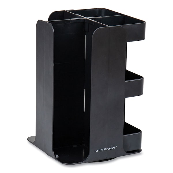 Mind Reader Anchor 8-Compartment Coffee Cup, Lid, and Condiment Carousel Countertop Organizer, 8x8x12, Black - CUPOSPIN-BLK