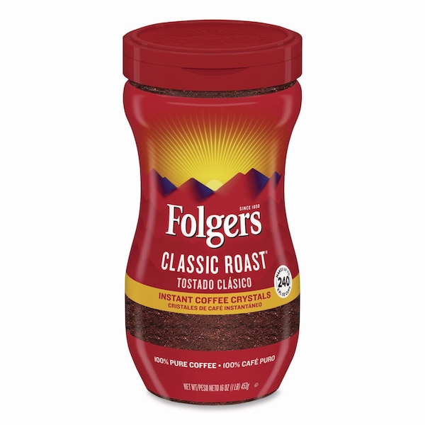 Folgers Instant Coffee Crystals, Classic, 16oz, Jar - 2550006923