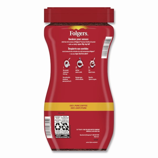 Folgers Instant Coffee Crystals, Classic, 16oz, Jar - 2550006923