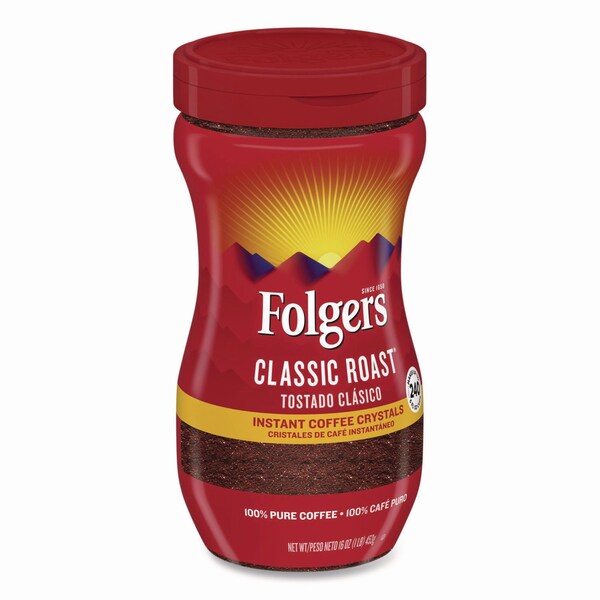 Folgers Instant Coffee Crystals, Classic, 16oz, Jar - 2550006923
