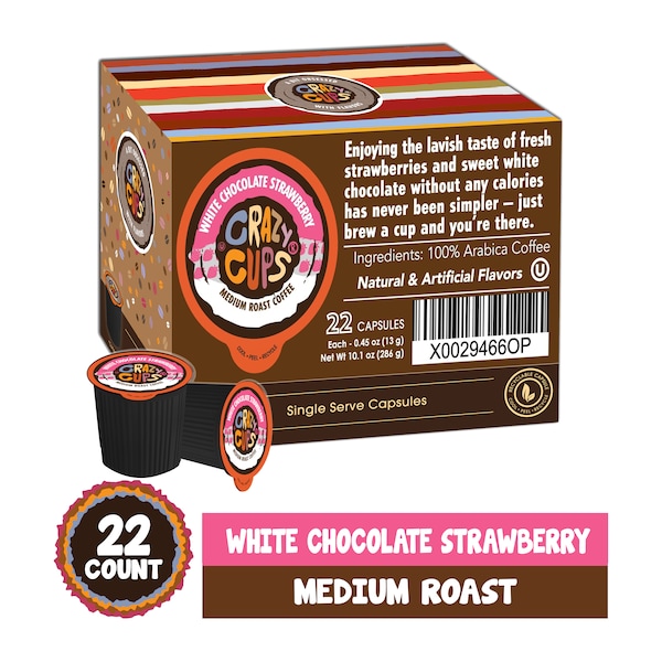 Crazy Cups Crazy Cups Flavored White Chocolate Strawberry, 22 Ct - WM-CC-WHITECHOC-22