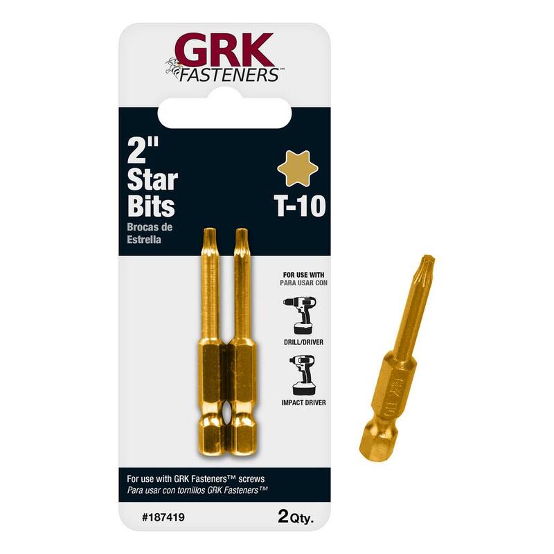 GRK Fasteners T-10 2 in. Steel Star Bits (2 por paquete) - 772691874191