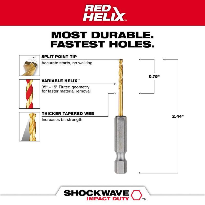 Broca de titanio de 3/32 de pulgada Milwaukee SHOCKWAVE - 48-89-4603