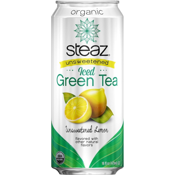 Steaz Steaz Organic Iced Tea Unsweetened Lemon 16 oz., PK12 - 093001