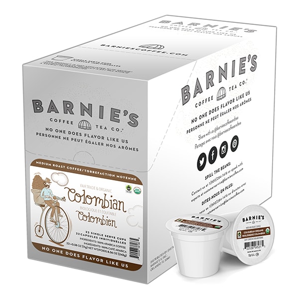 Barnies Coffee Fair Trade Organic Colombia, Single Serve Cup, PK96 PK - SNBA328166