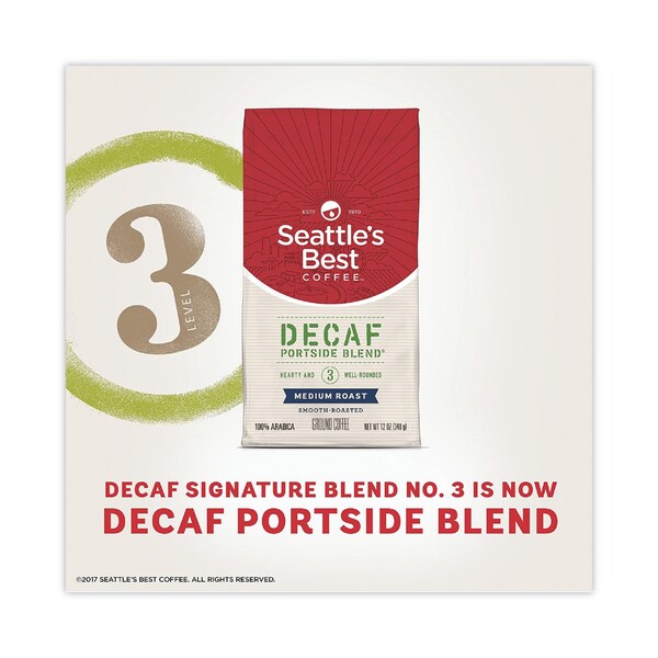 Seattles Best Port Side Blend Ground Coffee, Decaffeinated Medium Roast, 12 oz Bag, PK6, 6PK - 12420877