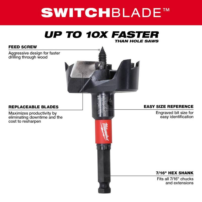 Broca de alimentación automática Switchblade de 1-3/8 pulgadas de Milwaukee - 48-25-5120