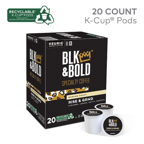 Blk & Bold Rise and GRND K-Cups, 0.41 oz K-Cup, 20PK - 5000372407