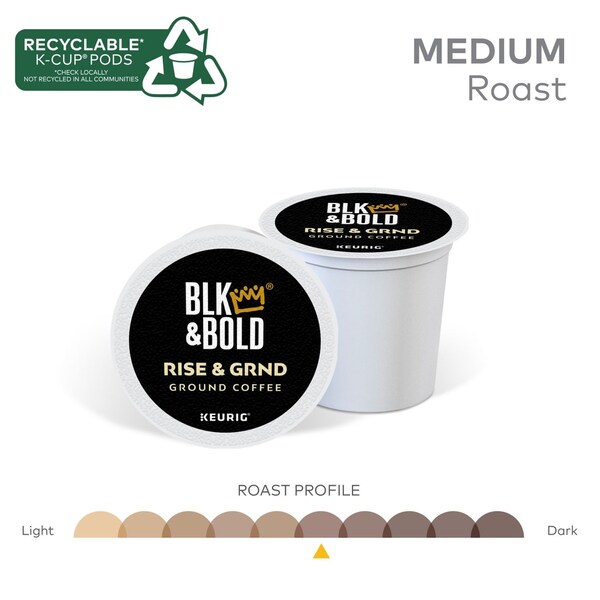 Blk & Bold Rise and GRND K-Cups, 0.41 oz K-Cup, 20PK - 5000372407