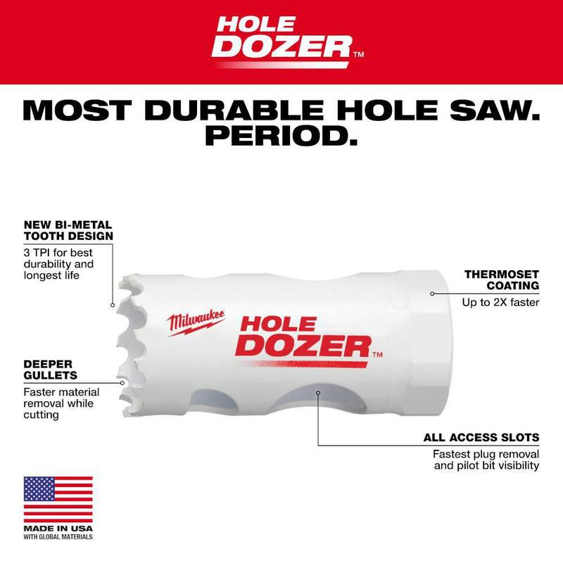 Broca de perforación de agujero bimetálica Hole Dozer de 1 pulgada de Milwaukee - 49-56-9609.