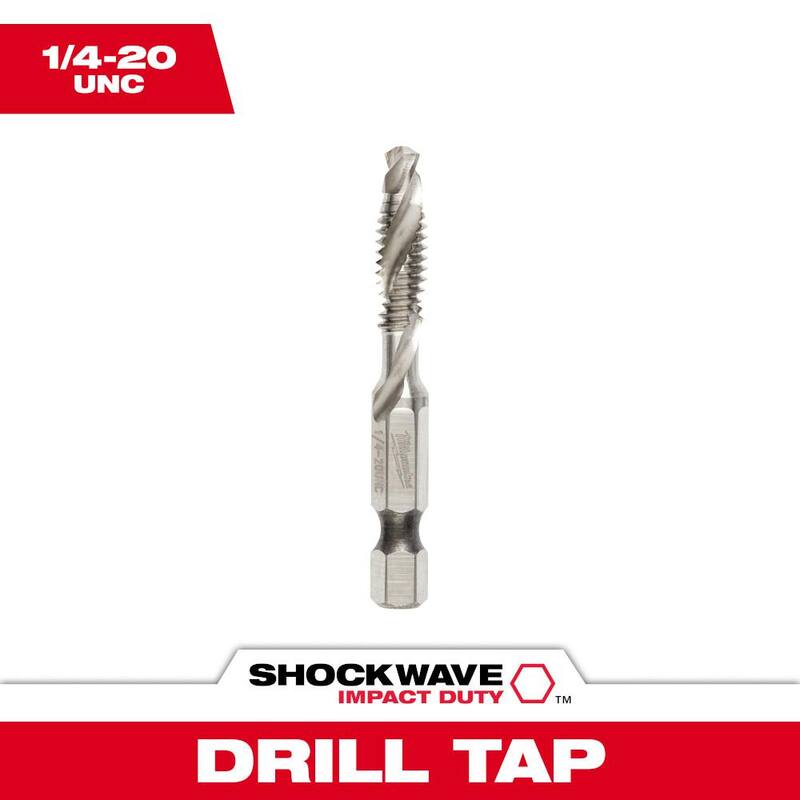 Broca roscadora de taladro con clasificación de impacto de acero Milwaukee SHOCKWAVE 1/4-20 UNC - 48-89-4873