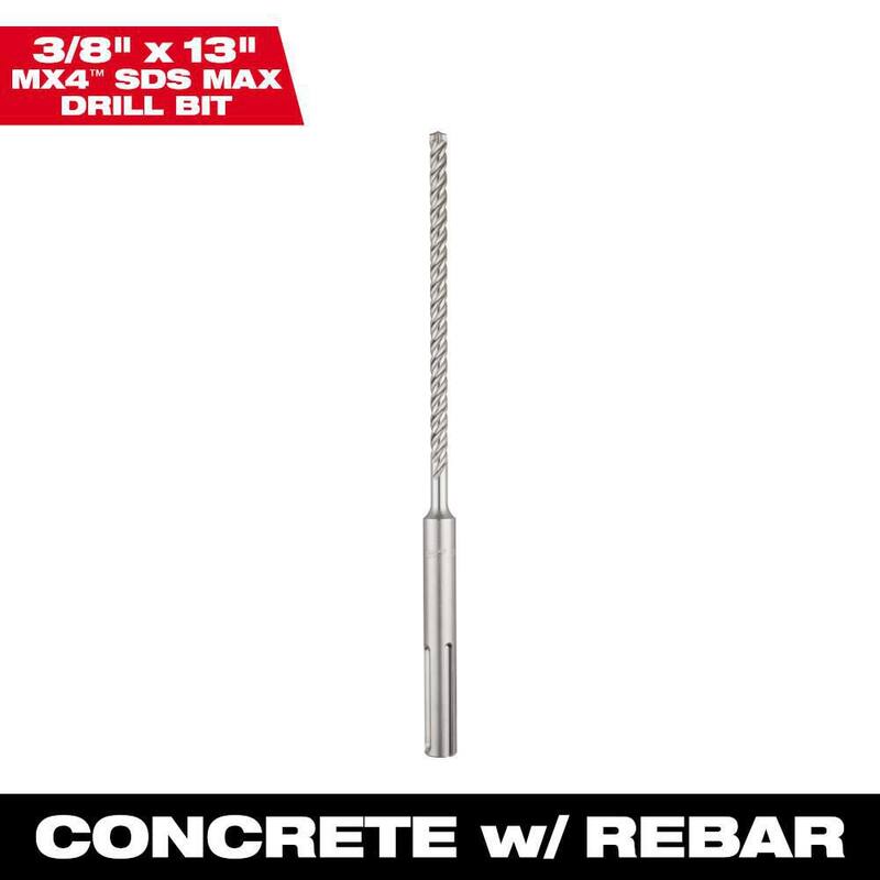 Broca de carburo SDS-MAX de 4 cortes de Milwaukee de 3/8 pulg. x 13 pulg. - 48-20-8401