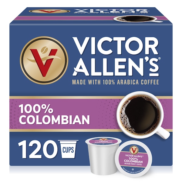 Victor Allen Victor Allen's Coffee 100% Colombian, Medium Roast, 120 Count, Single Serve Coffee Pods for Keurig K-Cup Brewers - FG015352RV