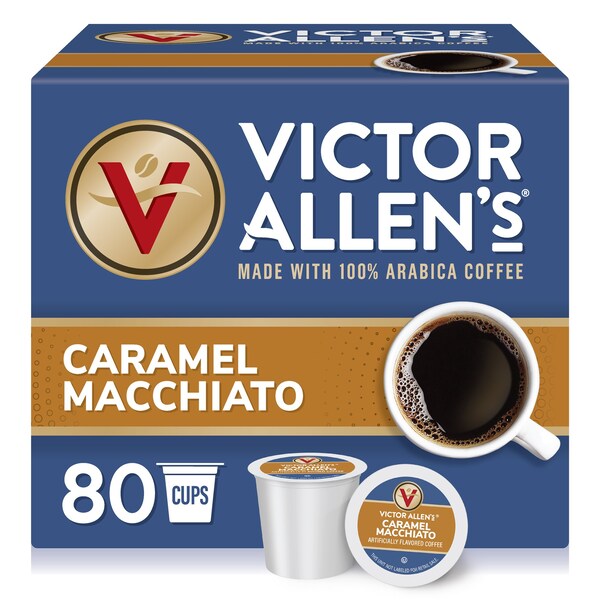 Victor Allen Victor Allen's Coffee Caramel Macchiato Flavored, Medium Roast, 80 Count, Single Serve Coffee Pods for Keurig K-Cup Brewers - FG014619RV