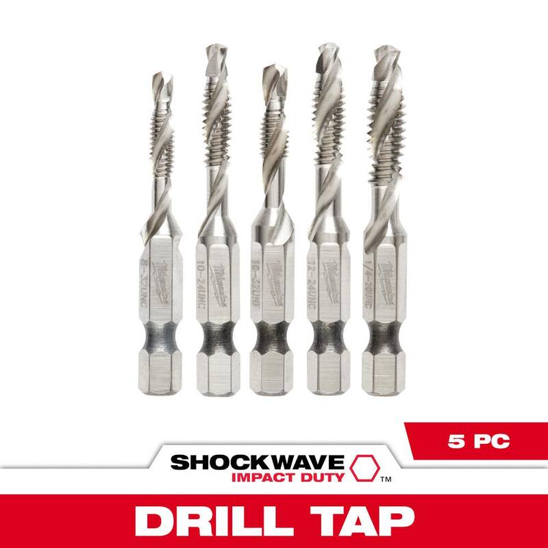 Set de brocas y machuelos de acero SAE Milwaukee SHOCKWAVE (5 piezas) - 48-89-4874E