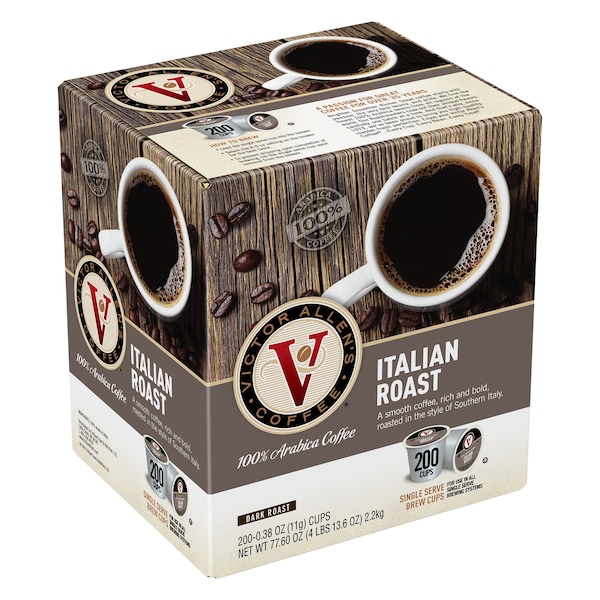 Victor Allen Victor Allen's Coffee Italian Roast, Dark Roast, 200 count, Single Serve Coffee Pods for Keurig K-Cup Brewers - FG016338