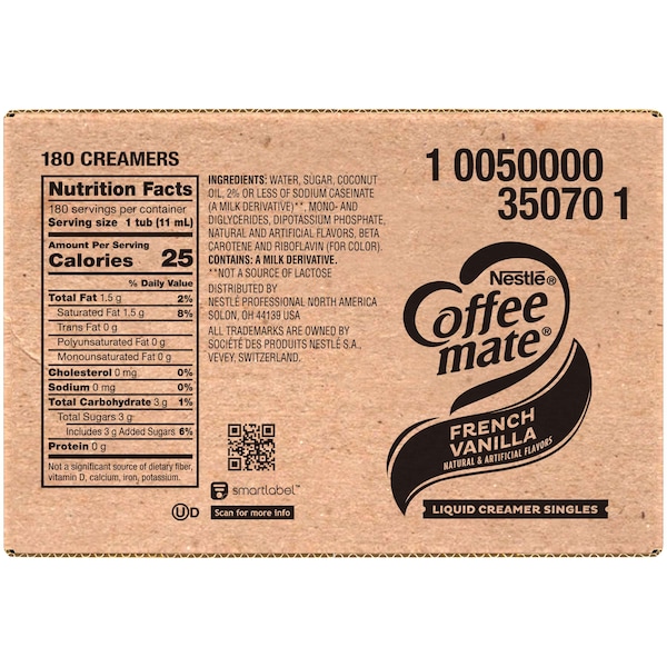Coffee Mate Coffee-Mate French Vanilla Single Serve Liquid Creamer .375 oz., PK180 - 10050000350701