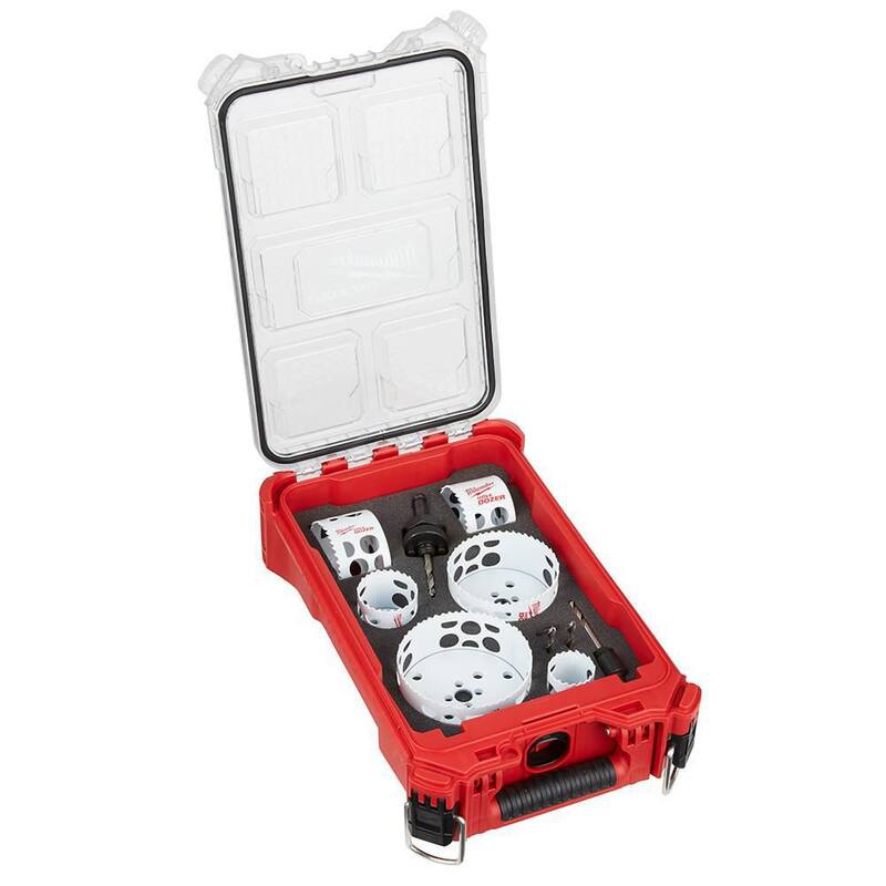 Juego de sierra perforadora bimetálica Hole Dozer de uso general de Milwaukee con organizador compacto PACKOUT (10 piezas) - 49-22-5606