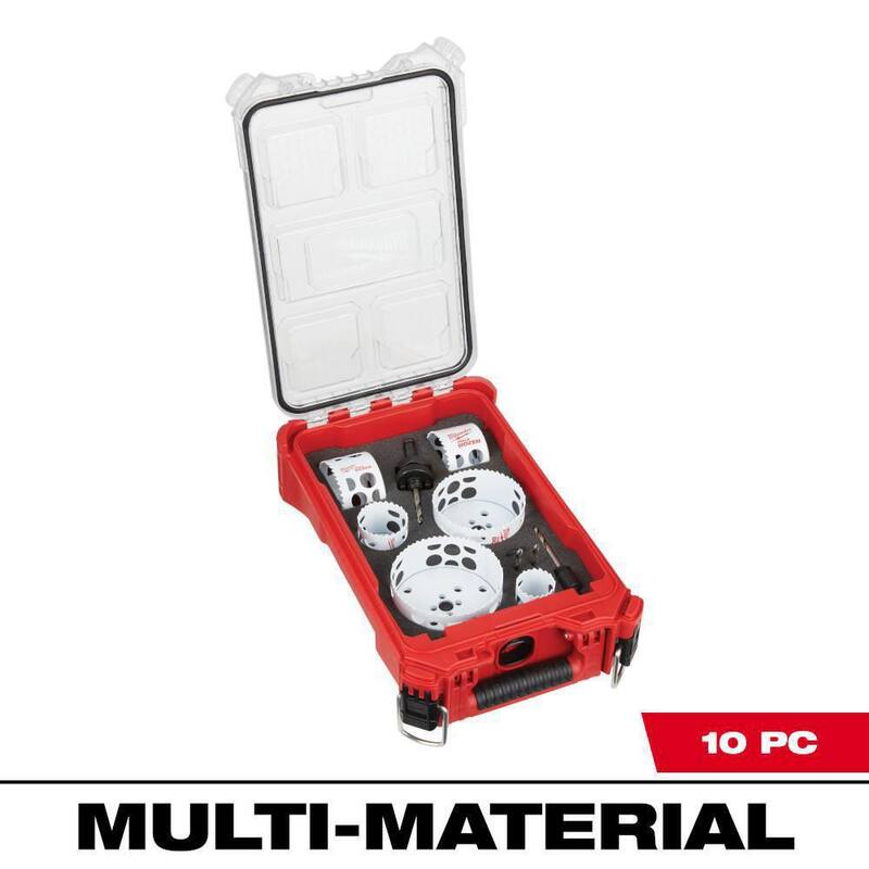 Juego de sierra perforadora bimetálica Hole Dozer de uso general de Milwaukee con organizador compacto PACKOUT (10 piezas) - 49-22-5606
