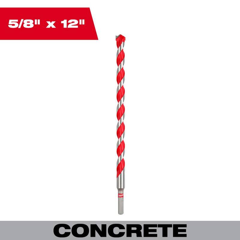 Broca de martillo de carburo de Milwaukee de 5/8 pulgadas x 10 pulgadas x 12 pulgadas - 48-20-9041