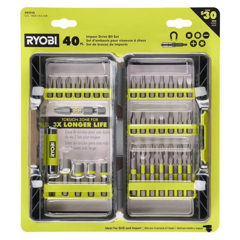 Conjunto de puntas para taladro de destornillador de impacto RYOBI (40 piezas) - AR2038