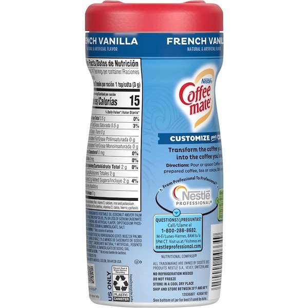 Coffee Mate French Vanilla Creamer Powder, 15 oz Canister - 000500000357758