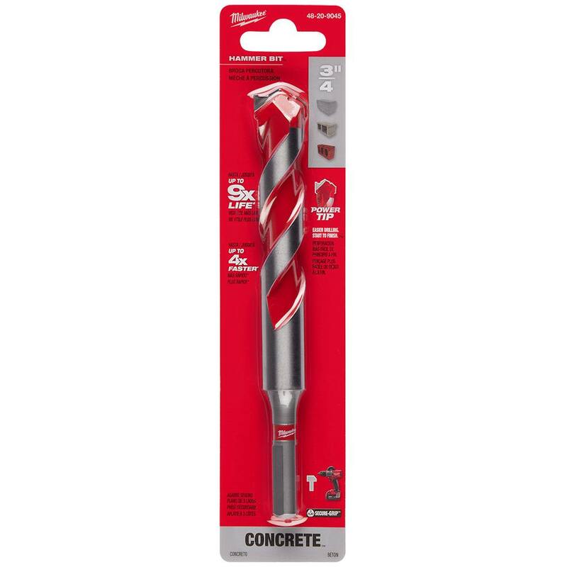 Broca de taladro de martillo de carburo de 3/4 pulgadas x 4 pulgadas x 6 pulgadas de Milwaukee - 48-20-9045