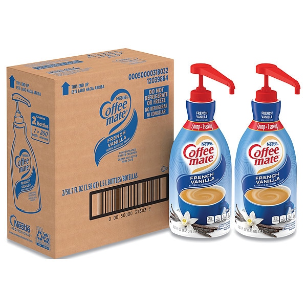 Coffee Mate Liquid Coffee Creamer, French Vanilla, 1.5 L Pump Bottle, PK2 - 31803