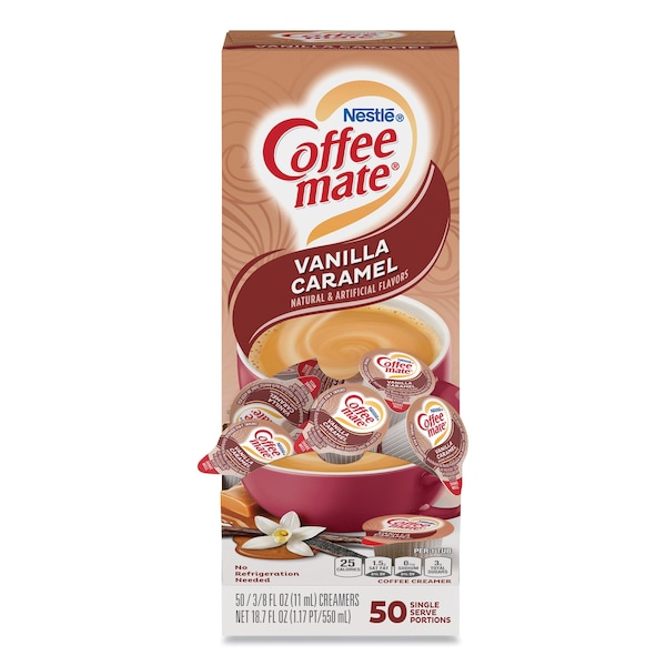 Coffee Mate Liquid Coffee Creamer, Vanilla Caramel, 0.38 oz Mini Cups, 50PK - 12182156