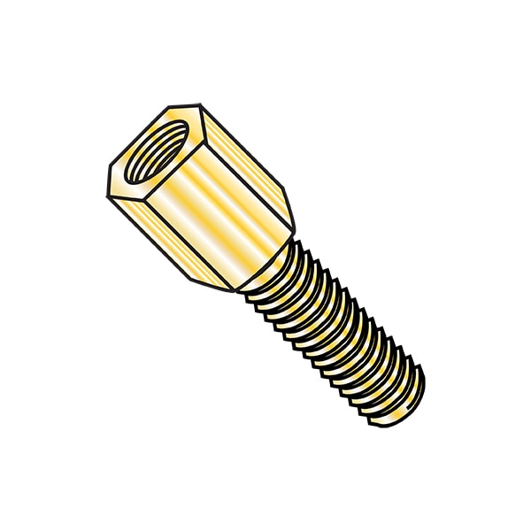 Zoro Select Jack Screw Standoff, #4-40 Thrd Sz, 9/16 in L, Steel Yellow Zinc Plated, 1000 PK - 100904JMY