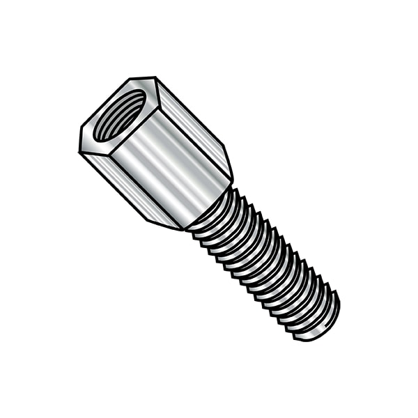 Zoro Select Jack Screw Standoff, #4-40 Thrd Sz, 3/8 in L, Stainless Steel Plain, 500 PK - 100604JM303