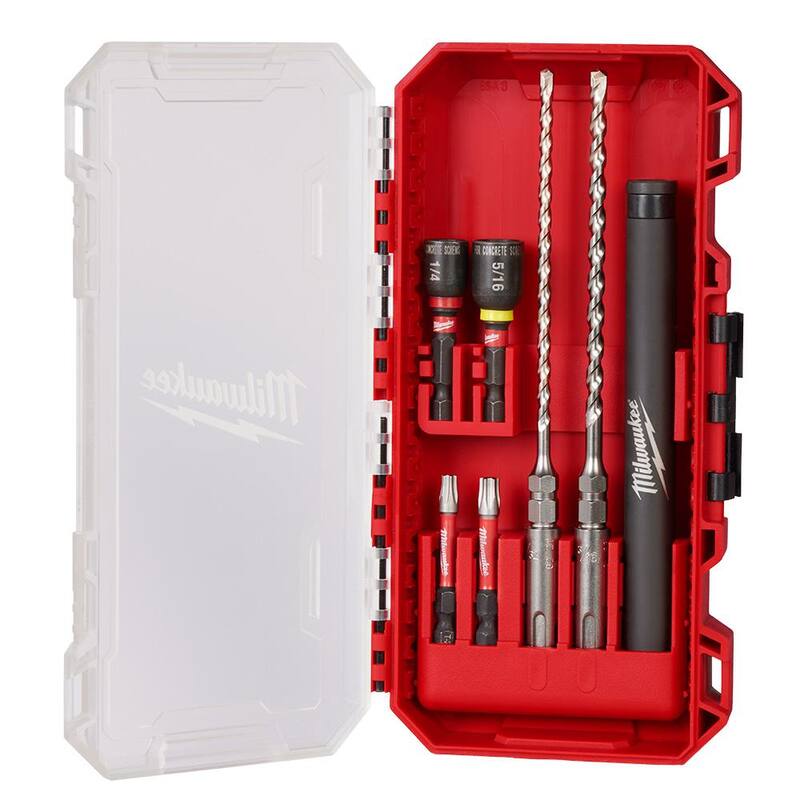 Juego de brocas para taladro y tornillos de concreto con punta de carburo SDS-PLUS de 1/4 pulg. x 5/32 pulg. de Milwaukee (7 piezas) - 48-20-7497