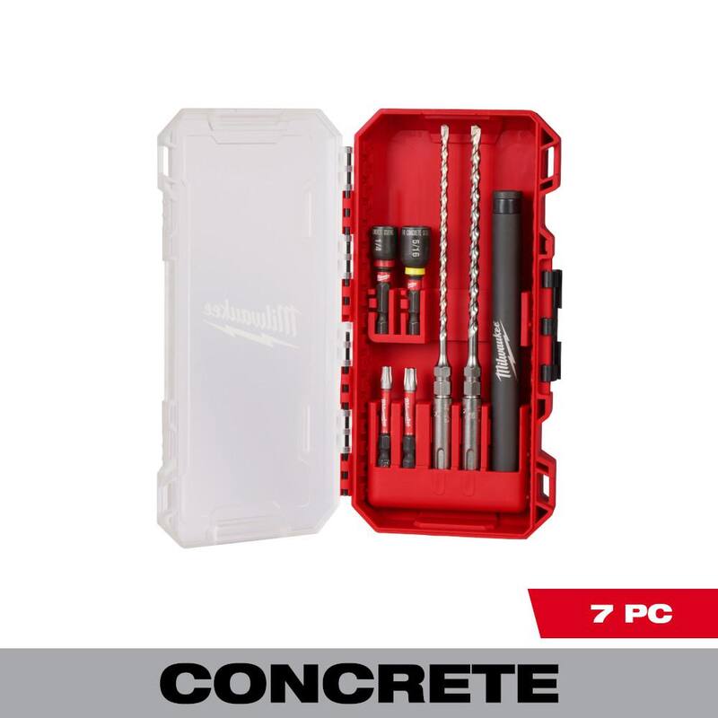 Juego de brocas para taladro y tornillos de concreto con punta de carburo SDS-PLUS de 1/4 pulg. x 5/32 pulg. de Milwaukee (7 piezas) - 48-20-7497