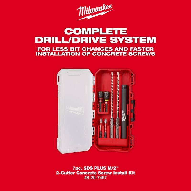 Juego de brocas para taladro y tornillos de concreto con punta de carburo SDS-PLUS de 1/4 pulg. x 5/32 pulg. de Milwaukee (7 piezas) - 48-20-7497