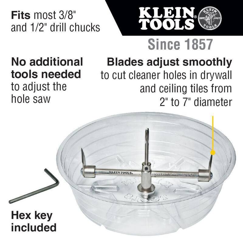 Herramienta Klein de 2 a 7 pulgadas, cortador de sierra perforadora ajustable - 53731