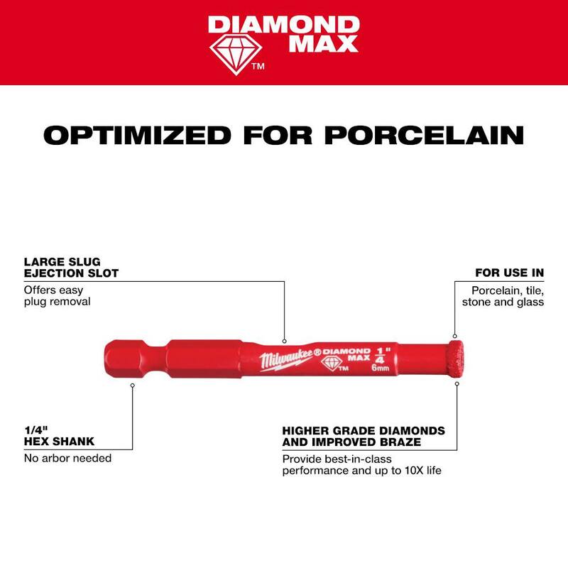 Sierra de agujero Diamond Max de 1/4 de pulgada de Milwaukee (paquete de 10) - 49-56-0541