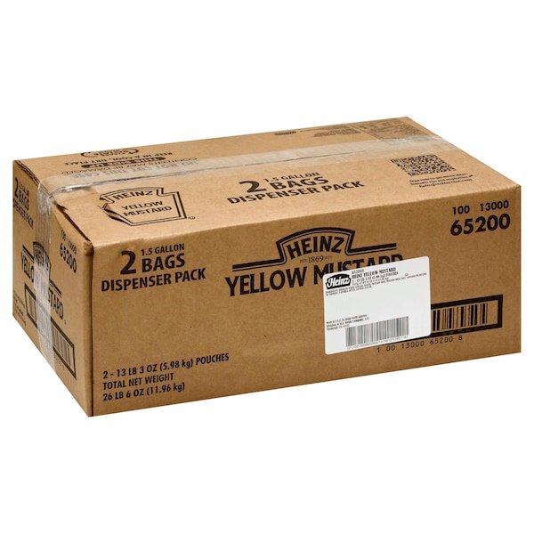 Heinz Kraft Heinz Kosher Mustard Dispenser Pack 1.5 gal. Bag, PK2 - 10013000652008