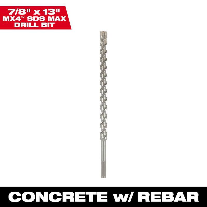 Broca de carburo SDS-MAX de 4 cortes de 7/8 pulg. x 13 pulg. de Milwaukee - 48-20-8444