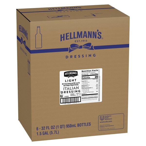 Hellmanns Light Italian Salad Dressing Salad Bar Bottles 32 fl. oz., PK6 - 84124078