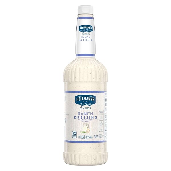 Hellmanns Creamy Ranch Salad Dressing Salad Bar Bottles 32 fl. oz., PK6 - 4800125670