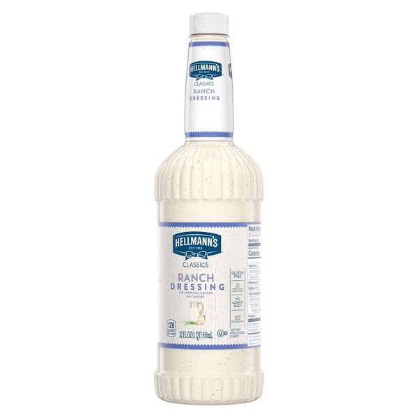 Hellmanns Creamy Ranch Salad Dressing Salad Bar Bottles 32 fl. oz., PK6 - 4800125670