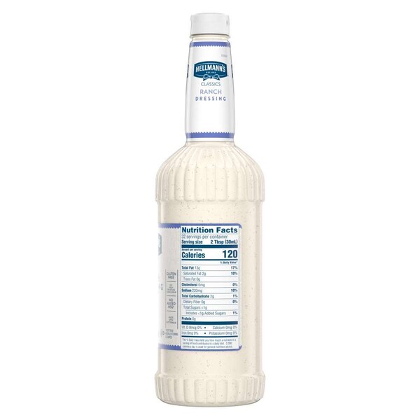 Hellmanns Creamy Ranch Salad Dressing Salad Bar Bottles 32 fl. oz., PK6 - 4800125670