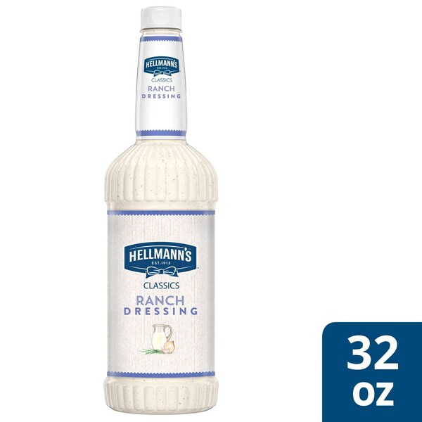 Hellmanns Creamy Ranch Salad Dressing Salad Bar Bottles 32 fl. oz., PK6 - 4800125670