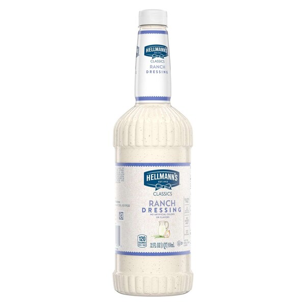 Hellmanns Creamy Ranch Salad Dressing Salad Bar Bottles 32 fl. oz., PK6 - 4800125670