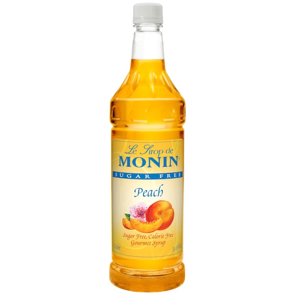 Monin Monin Sugar-Free Peach Syrup 1 Liter Bottle, PK4 - M-FS036F